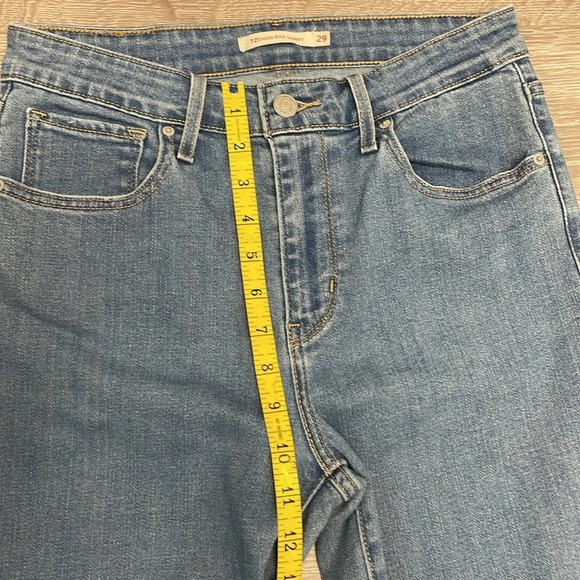 Levi’s 721 High Rise Skinny Denim Medium Wash Jeans Raw Hem 29 - Picture 9 of 15